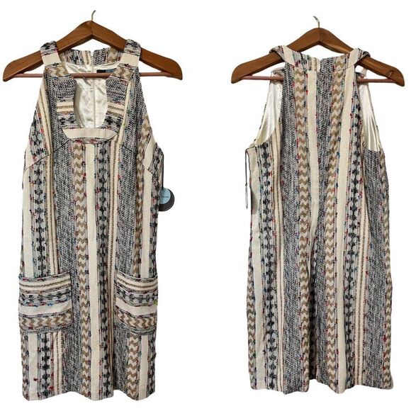 Anthropologie Eva Franco Vienna Tweed Shift Dress Size 6 Morocco Stripe NEW - Picture 1 of 10